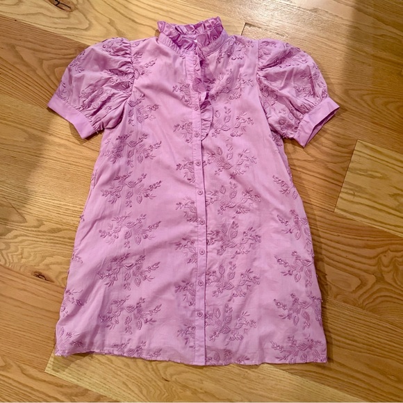 Entro Lilac Embroidered Mini Dress (Lined & with Pockets) - Picture 2 of 14